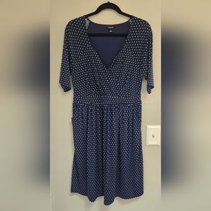 Torrid 3/4 sleeve Navy polka dot dress, Size 1